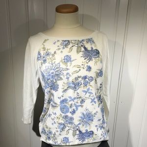 Chaps denim Ralph Lauren floral sweater size large